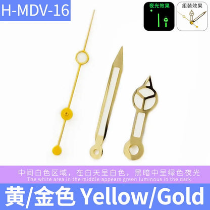 MDV-106 Luminous Watch Hands for Casio Marlin/Duro Miyota 2115 MDV 106, Black/Silver/Gold Watch Hands, Hour, Minute, Second
