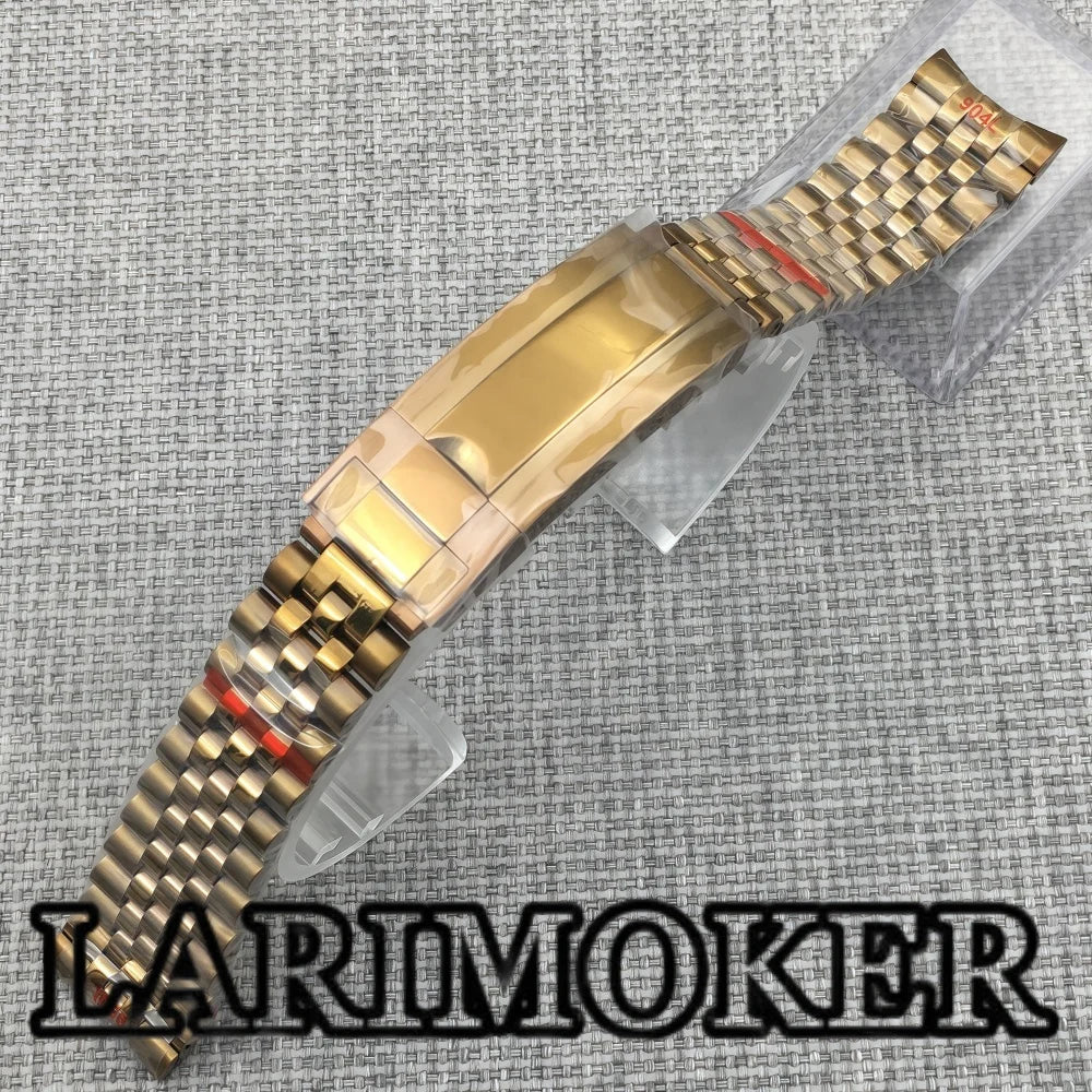 LARIMOKER 20mm 904L bracelet solide en acier inoxydable Bronze bracelet de montre boucle pliante huîtres/jubilé bracelet pour hommes
