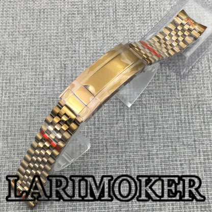 LARIMOKER 20mm 904L bracelet solide en acier inoxydable Bronze bracelet de montre boucle pliante huîtres/jubilé bracelet pour hommes