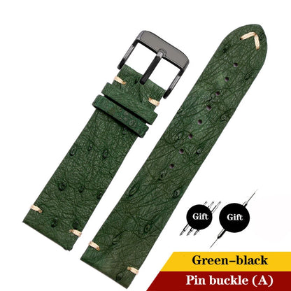 Cinturino per orologio in pelle di struzzo per Tissot Citizen Seiko nero verde acqua fantasma Braccialetto universale morbido Cinturino per orologio 18mm 20mm 22mm