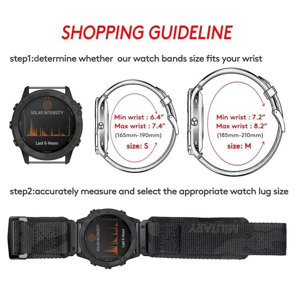 Cinturino HEMSUT per Garmin Fenix8 7 6 in nylon Quickfit 20 22 26mm, cinturino sportivo compatibile con EPIX /MK3 /Tactix