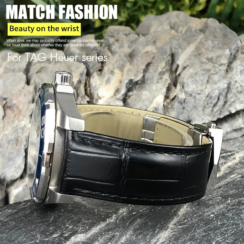 Bracelet de montre en cuir 19mm 20mm 21mm 22mm 23mm 24mm pour F1 TAG HEUER formule 1 Aquaracer CARRERA MONACO AUTAVIA bracelet de montre en peau de vache
