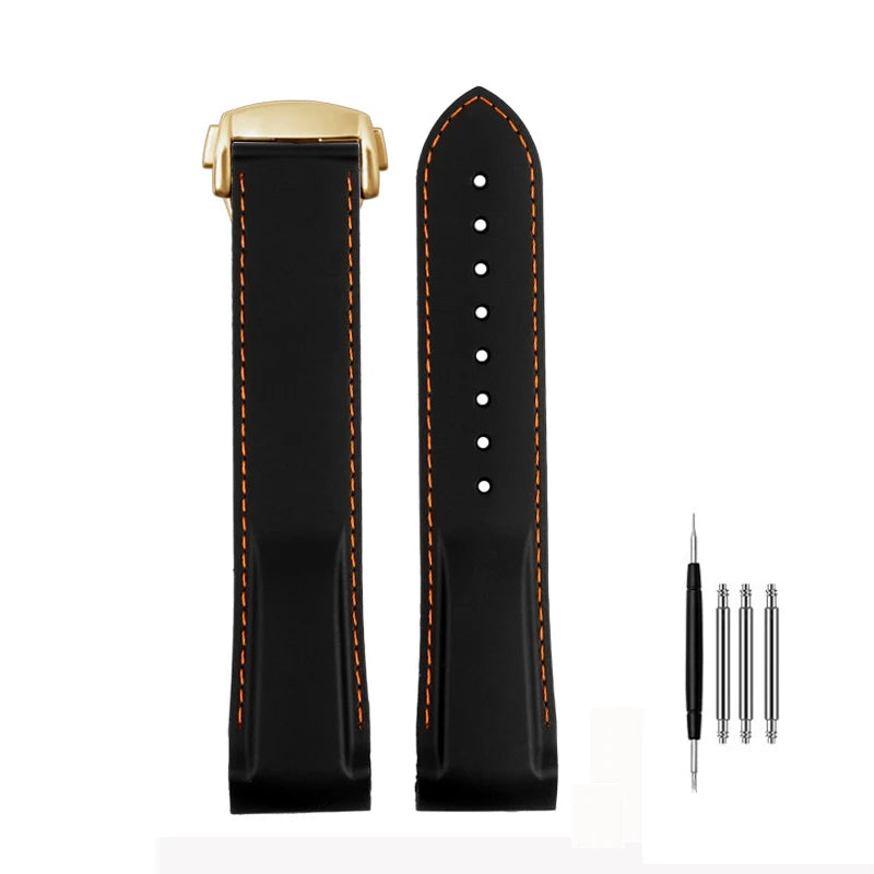 Cinturino per orologio da uomo in gomma e silicone, fibbia pieghevole, estremità curva, per Omega Seam84300 Speedmaster, 20 mm 21 mm 22 mm