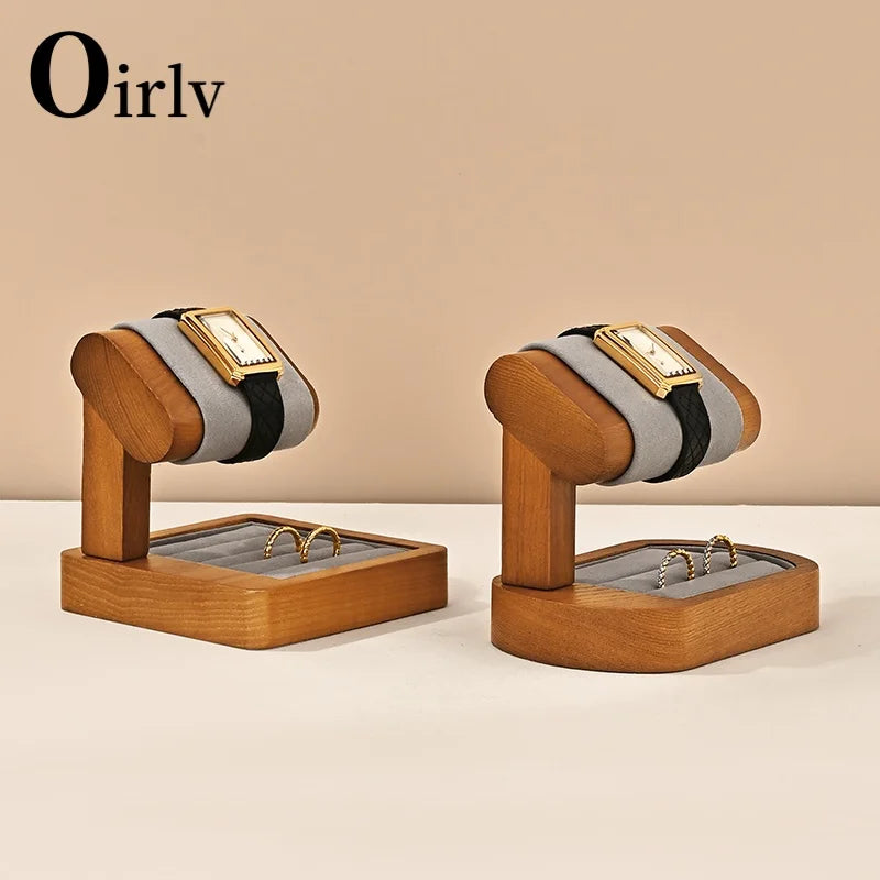 Espositore per orologi in legno a forma di T Oirlv, porta orologi in microfibra, porta gioielli per bracciali e anelli, EvaluT1, nuovo