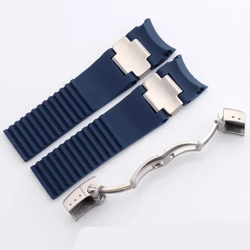 Bracelet de montre en caoutchouc silicone de haute qualité pour Ulysse Nardin 263 DIVER, extrémité incurvée, 22 mm, étanche