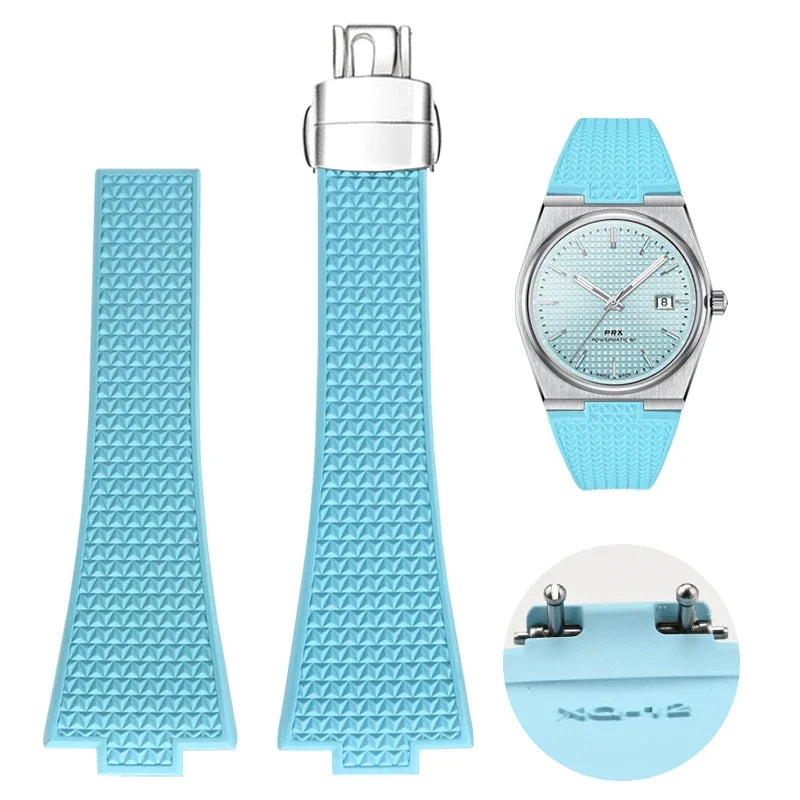 Quick-release watch strap for Tissot PRX series 11mm 12mm T137.407/T137.410 Super Player Fluorocarbon Rubber Watch Strap FKM