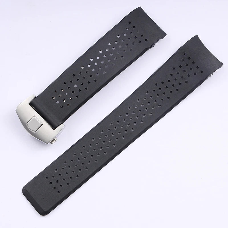 Bracelet de montre noir bleu pour TAG HEUER CARRERA AQUARACER, bracelet en Silicone souple, 22mm 24mm, bracelet de montre en caoutchouc pour hommes