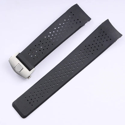 Bracelet de montre noir bleu pour TAG HEUER CARRERA AQUARACER, bracelet en Silicone souple, 22mm 24mm, bracelet de montre en caoutchouc pour hommes