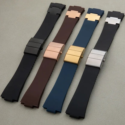 Cinturino per orologio in gomma di silicone morbido, impermeabile, nero, marrone, blu, per Ulysse Nardin, cinturino per orologio da immersione, 25x12mm