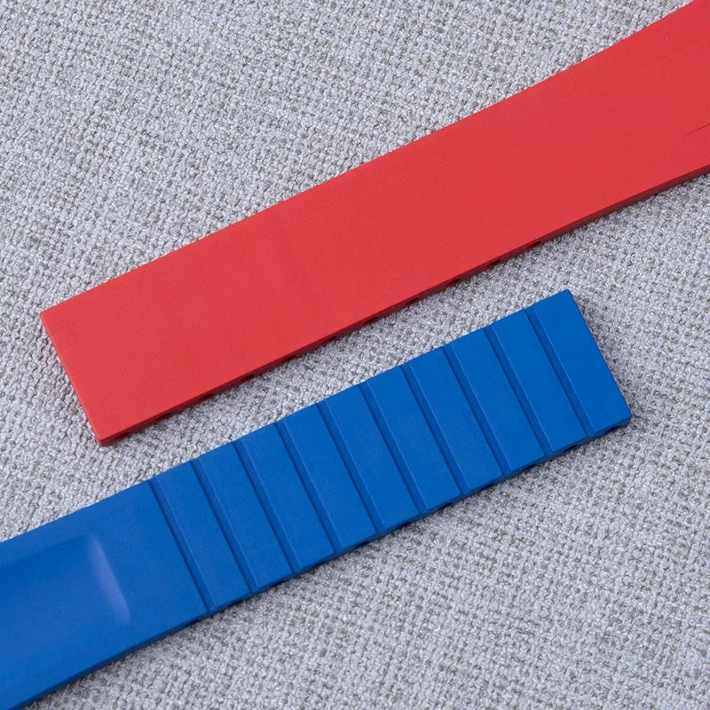 FKM Fluoro Rubber Flat End Watch Strap, Adjustable, 20mm, 21mm, 22mm, for Rolex Submariner Yacht Master GMT Daytona