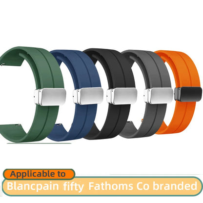 Cinturino in silicone morbido da uomo e donna, per Swatch, Blancpain Fifty Fathoms, Five Ocean, blu, arancione, verde, grigio, strumento, marca Co, 22mm