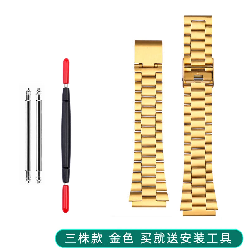Boîtier de lunette métallique en acier inoxydable + Kit de bracelet pour Casio F91W/A158/A159 – Bracelet de montre et outils de remplacement personnalisés (argent/noir/or)