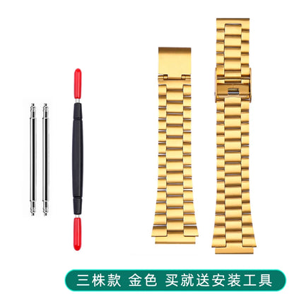Boîtier de lunette métallique en acier inoxydable + Kit de bracelet pour Casio F91W/A158/A159 – Bracelet de montre et outils de remplacement personnalisés (argent/noir/or)