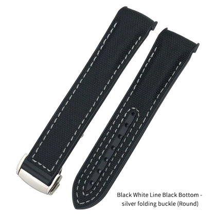 Nuovo cinturino per orologio bicolore adatto per Omega Planet Ocean Seamaster in gomma silicone nylon pelle cinturino per orologio 19mm 20mm 21mm 22mm
