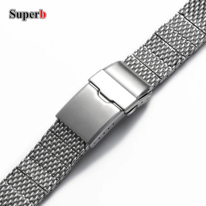 Bracelet de montre en acier inoxydable tissé milanais de haute qualité, 22mm, adapté à Breitling Superocean, argent, hommes et femmes, Bracelets en métal massif