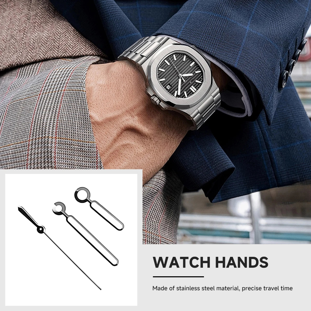 Nouveau NH35 Nautilus aiguille argent or noir modifié montre pointeur lumineux montre main pour NH34 NH35 NH36 NH38 NH70 NH72 mouvement