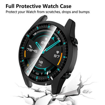 Boîtier en verre trempé pour Huawei Watch GT2 46mm, couverture complète, protecteur d'écran pare-chocs pour Huawei Watch GT 2 46mm