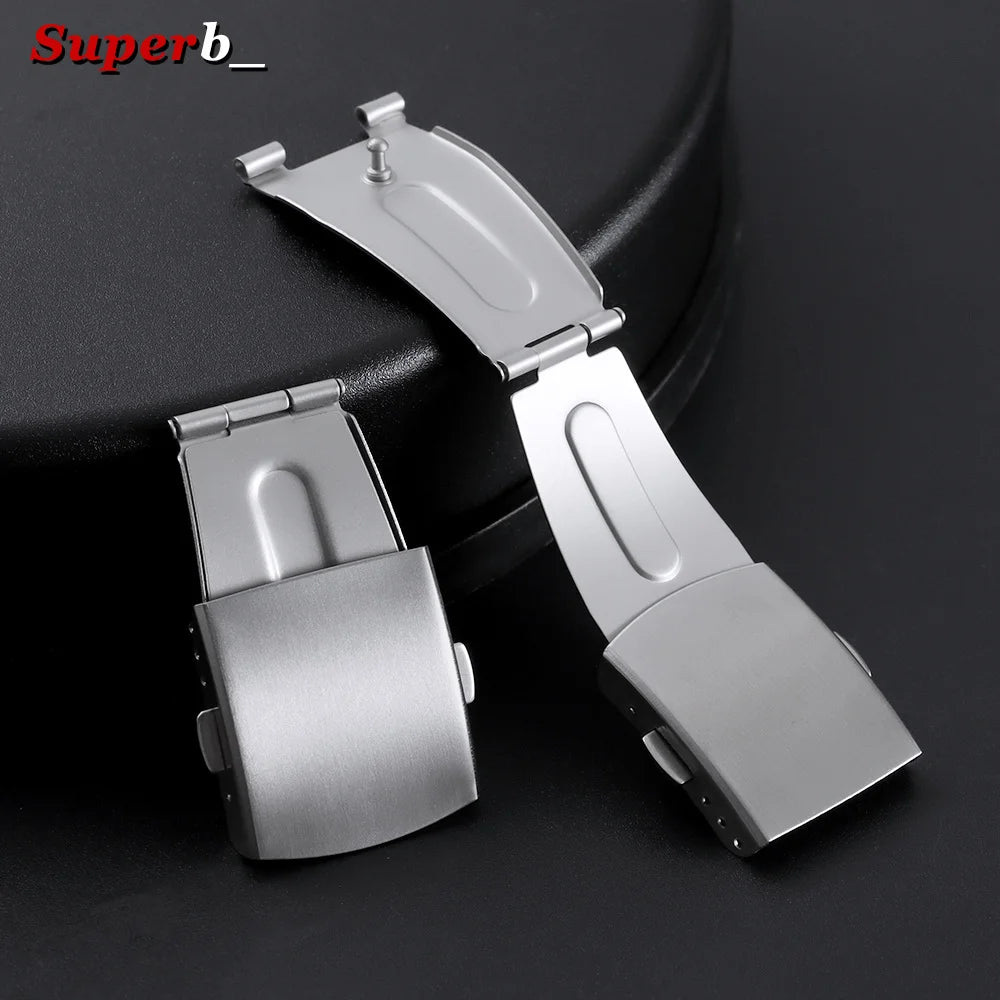 Boucle de montre pliable en acier inoxydable, 12/14/16/18/20/22mm, bouton de sécurité double pression, accessoires de bracelet de montre