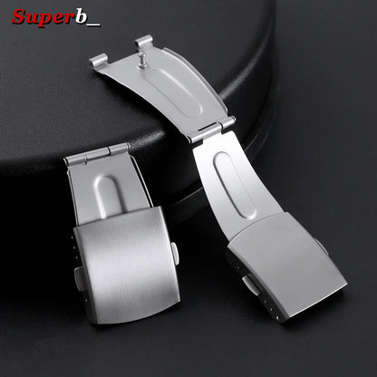 Boucle de montre pliable en acier inoxydable, 12/14/16/18/20/22mm, bouton de sécurité double pression, accessoires de bracelet de montre