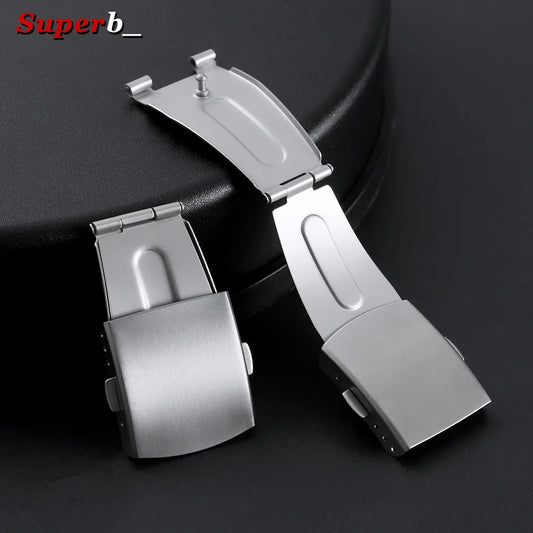 Boucle de montre pliable en acier inoxydable, 12/14/16/18/20/22mm, bouton de sécurité double pression, accessoires de bracelet de montre