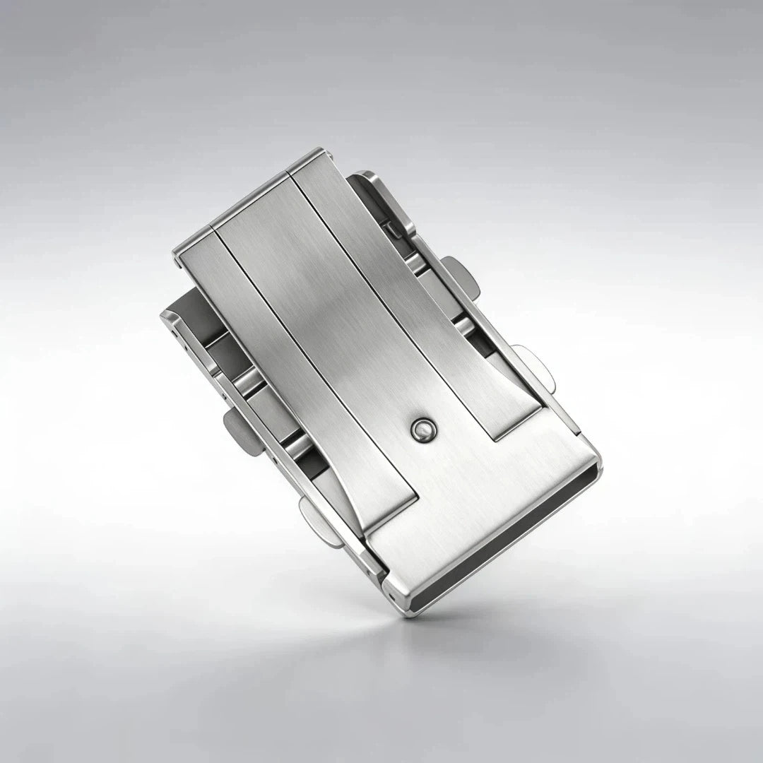 Fermaglio di sicurezza a doppio pulsante argentato, 18 mm 20 mm 22 mm, chiusura per cinturino di orologio in acciaio inossidabile, fibbia per orologio solida pieghevole estesa per Seiko