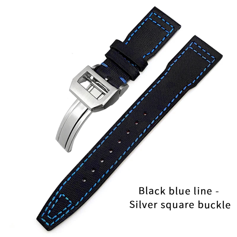 Bracelet de montre en cuir de Nylon 20mm 21mm 22mm pour montres IWC Big Pilot PORTOFINO IW3777 bracelet de montre en cuir de vache bleu vert noir rouge