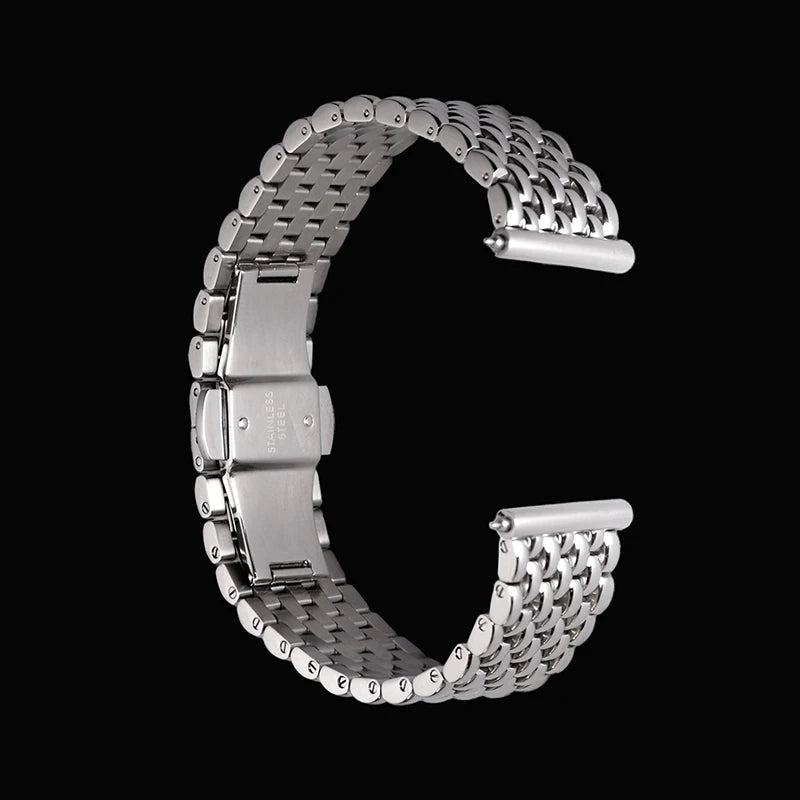 Bracelet de montre hautement poli en acier inoxydable 316L, perles de riz de Style Vintage, 18mm 19mm 20mm