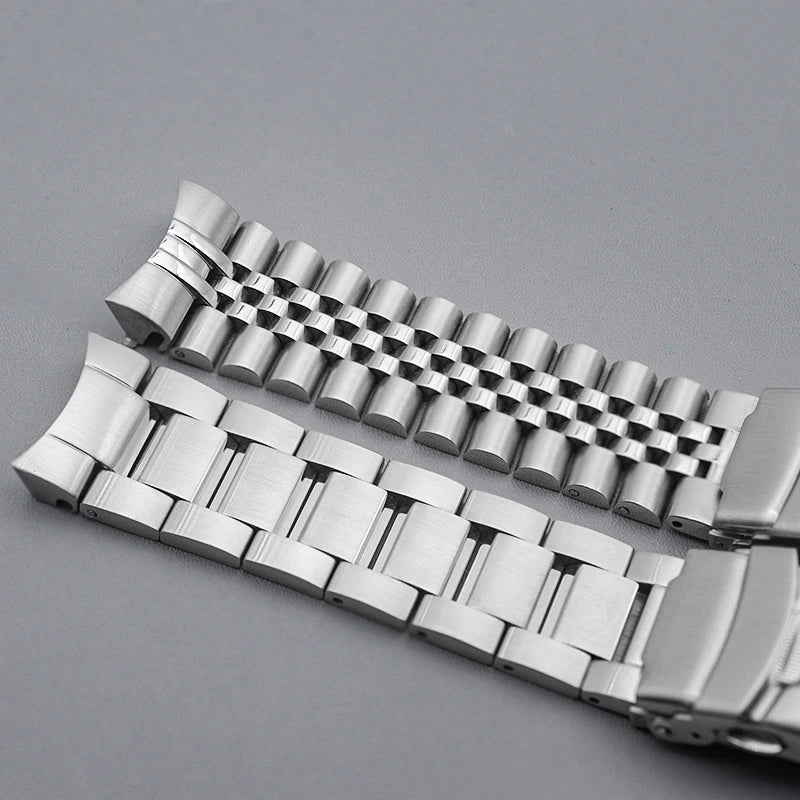Cinturino per orologio Samurai King, chiusura deployante, in acciaio inossidabile, compatibile con casse Samurai King, cinturino solido con estremità curva