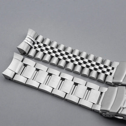 Cinturino per orologio Samurai King, chiusura deployante, in acciaio inossidabile, compatibile con casse Samurai King, cinturino solido con estremità curva