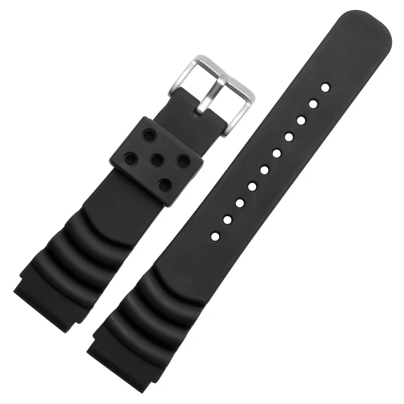 Cinturino per immersioni in silicone 22 mm 20 mm 24 mm per Seiko 5/SKX007/Turtle/Samurai – Cinturino per orologio impermeabile nero e blu con fibbia ad ardiglione