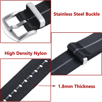 High-Quality Nylon Watch Strap, 18/20/22mm, High Density, Green, Military, Casual, Outdoor, Army, Replacement Strap