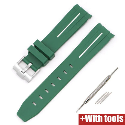 Curved End Rubber Strap for MoonSwatch, 20mm, for Men and Women, Waterproof Sport Watch Band