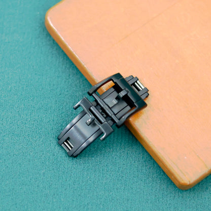 Premium spring-loaded folding clasp, secure 16mm/18mm luxury watch buckle for leather straps, aircraft-grade stainless steel