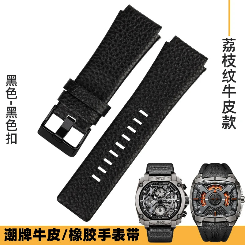 Cowhide Leather Watch Strap for Bell & Ross Series, Silicone Strap, POLICE Watch Strap, PL14796, PL15472, B & R suréWer, Male, BR01, BR03