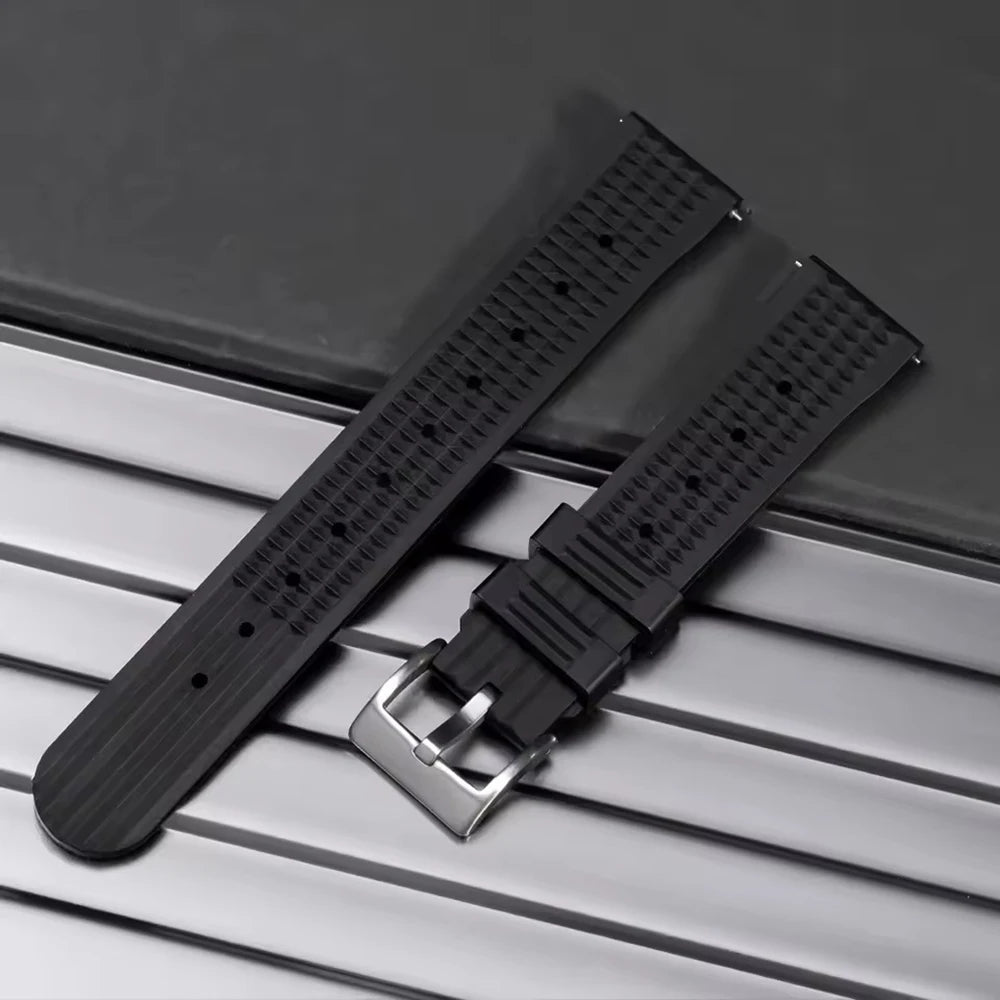 STAPELP Premium Embossed Silicone Watch Strap Quick Release Embossed Rubber Watch Band 20mm 22mm for Traditional Dive Watch