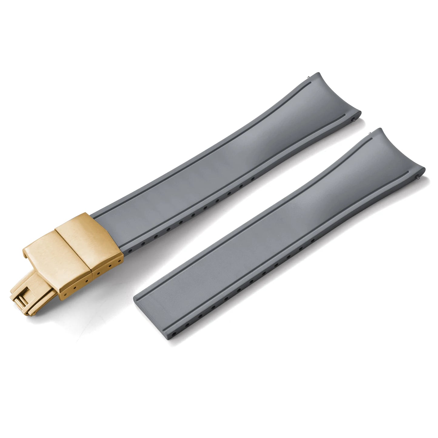 TONJETT for d-elug Curved FKM Rubber Watch Band 20mm 22mm Curved CTS Watch Strap Cut to Size Quick Release Butterfly Buckle