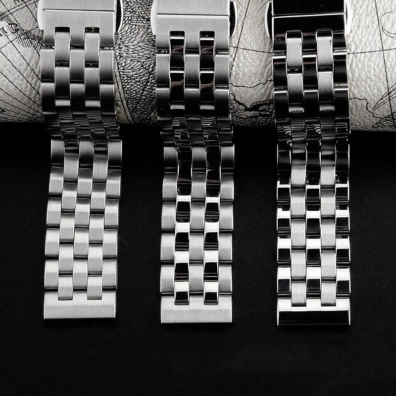 Bracelet de montre en acier inoxydable, 18 20 21 22 23 24mm, pour femmes et hommes, en métal massif, accessoires de remplacement avec outil