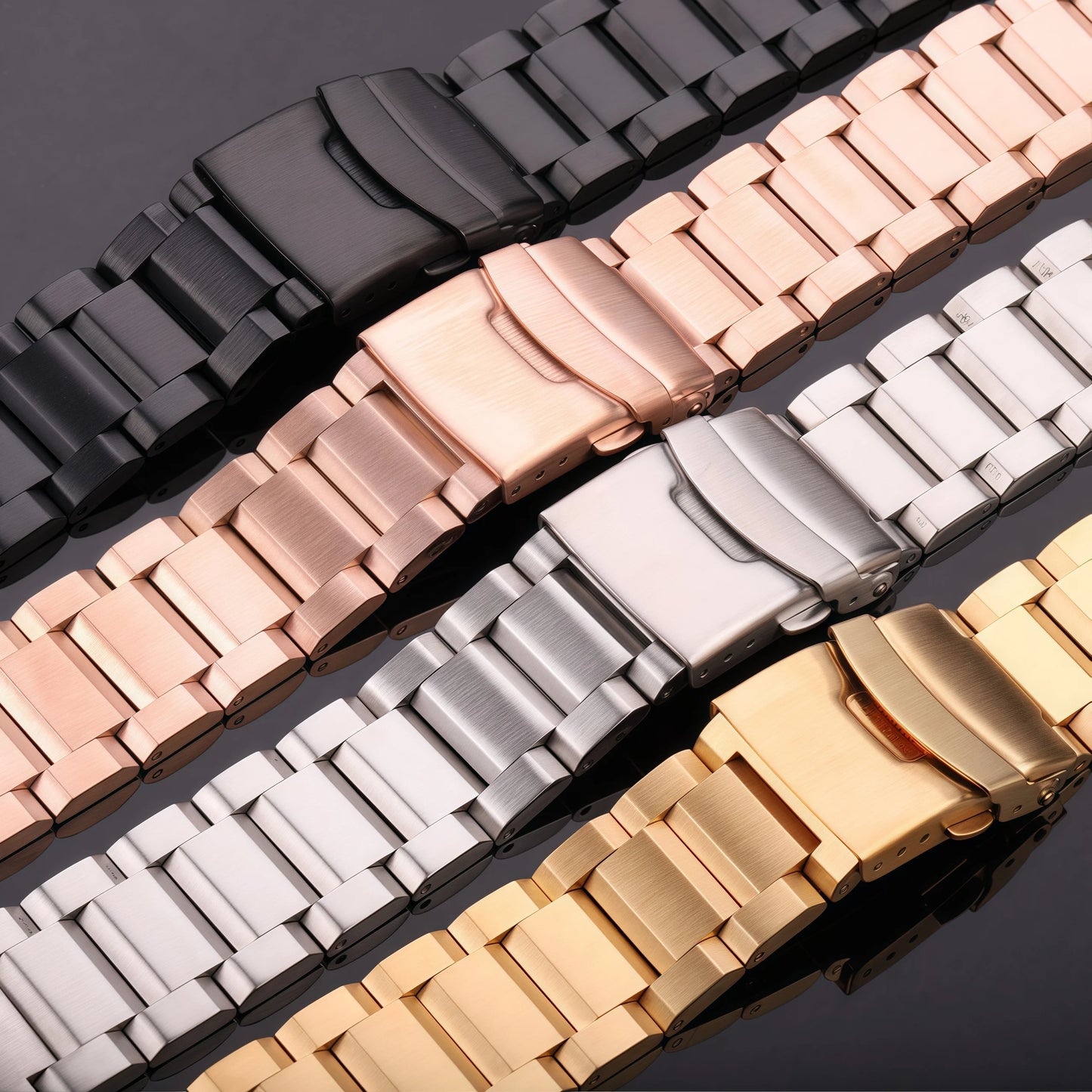 Bracelet de montre en acier inoxydable, 18mm, 20mm, 22mm, 24mm, lien, bleu, noir, or, accessoires