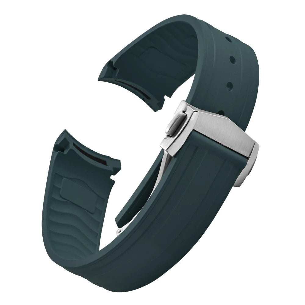 FKM bracelet en caoutchouc 20mm pour Omega X Swatch Seamaster300 bracelet de montre en caoutchouc à extrémité incurvée boucle papillon pliante pour Omega MoonSwatch