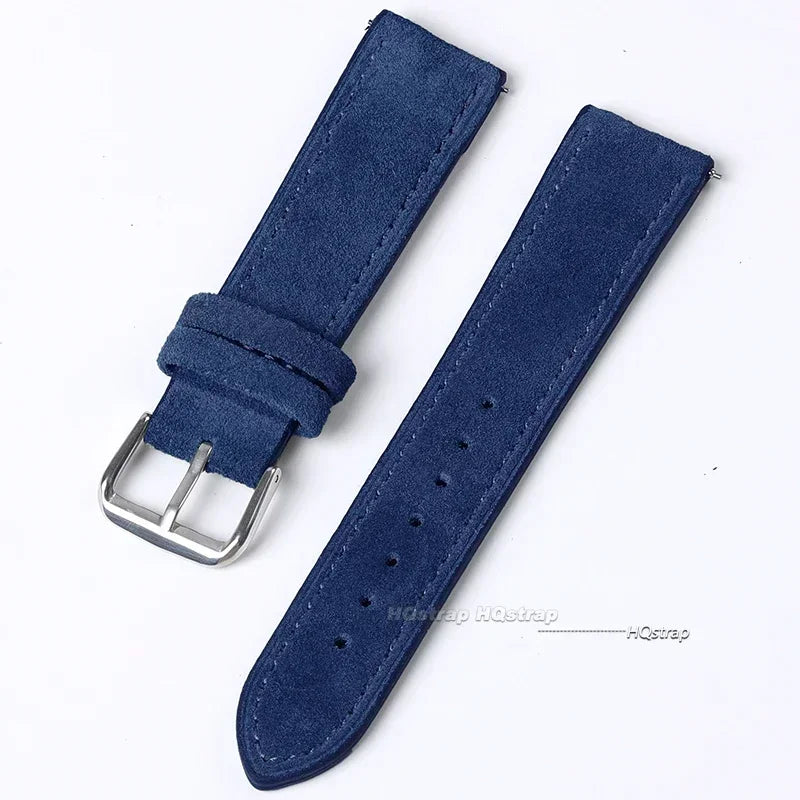 Bracelet de montre en cuir véritable suédé pour Seiko, Vintage, couture faite à la main, pour Rolex 18mm 19mm 20mm 22mm 24mm