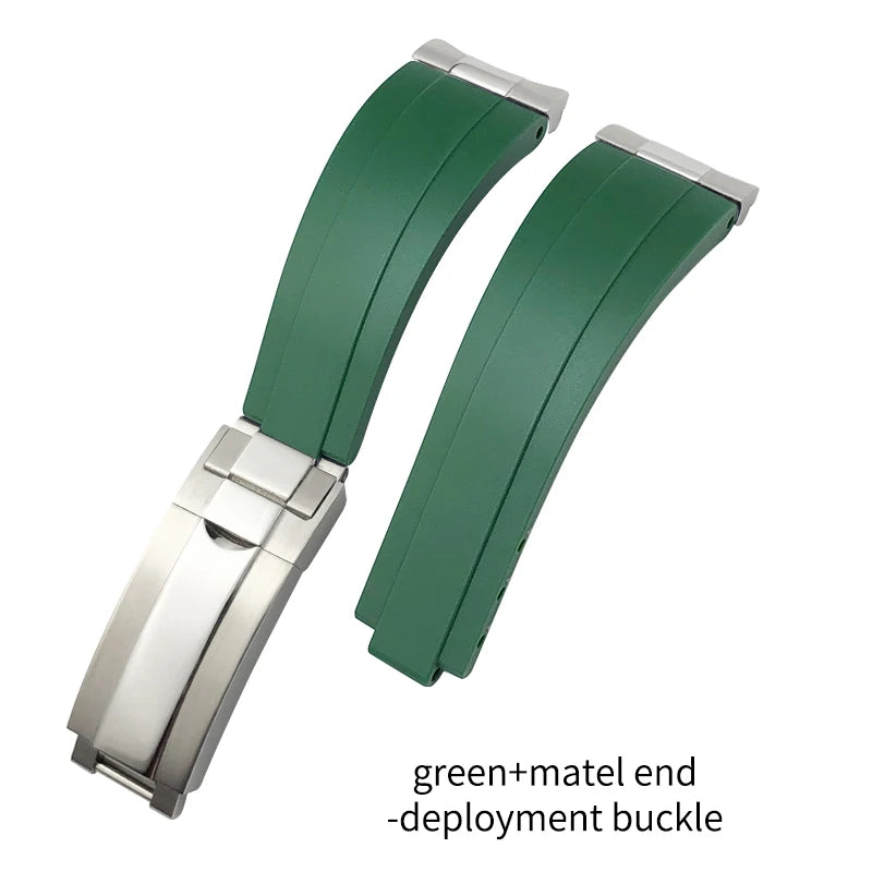 Cinturino per orologio in gomma, estremità metallica 21 mm, ricambio speciale per Rolex Datejust 41 mm m126 Oyster, cinturino per orologio in silicone, fibbia scorrevole con blocco