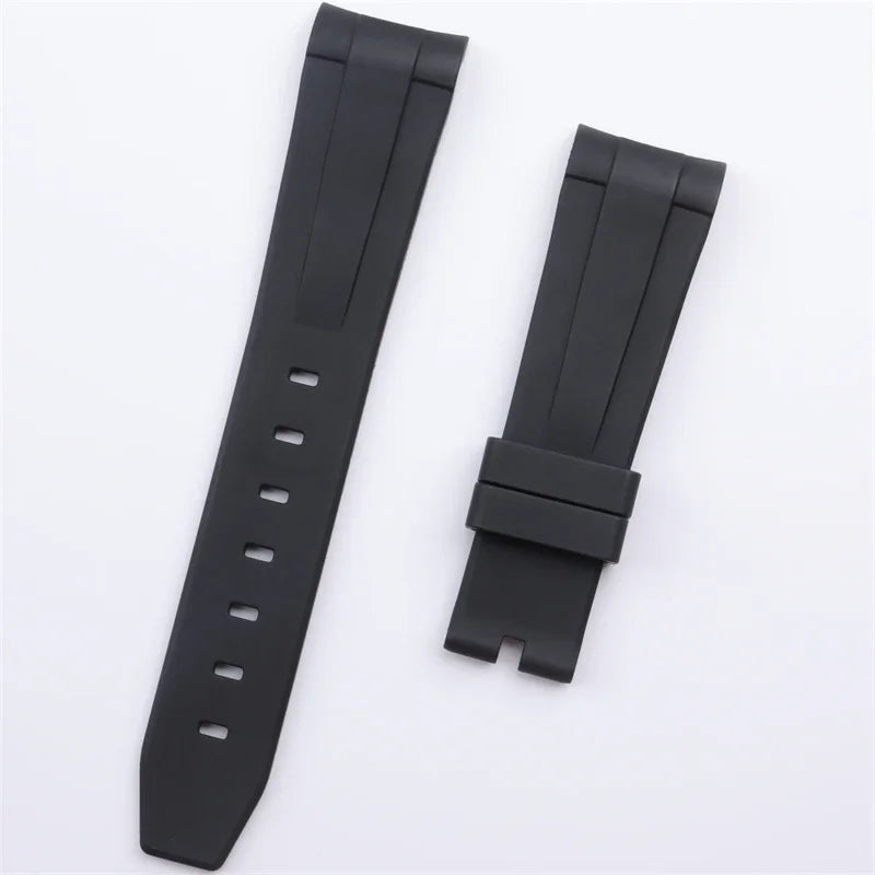 21mm extrémité incurvée doux plongée FKM fluor caoutchouc bracelet de montre accessoires pour bracelet Rolex pour 41mm Submariner Explorer 216570   Ceinture