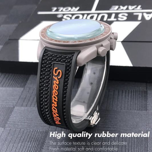 Cinturino per orologio in caucciù e silicone naturale di qualità, 20 mm 21 mm 19 mm 18 mm 22 mm, per orologio Omega Speedmaster, fibbia deployante Seamaster