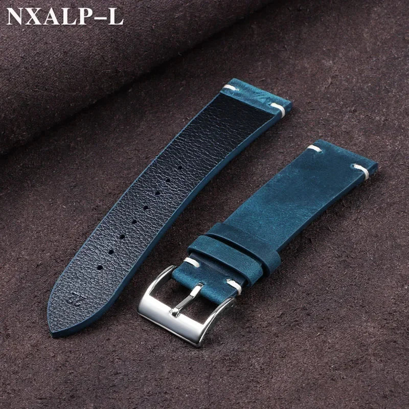 Bracelet de montre en cuir de cire d'huile Vintage 18mm 20mm 21mm 22mm bracelet en peau de vache cousu à la main pour Omega pour bracelet de montre intelligente Seiko