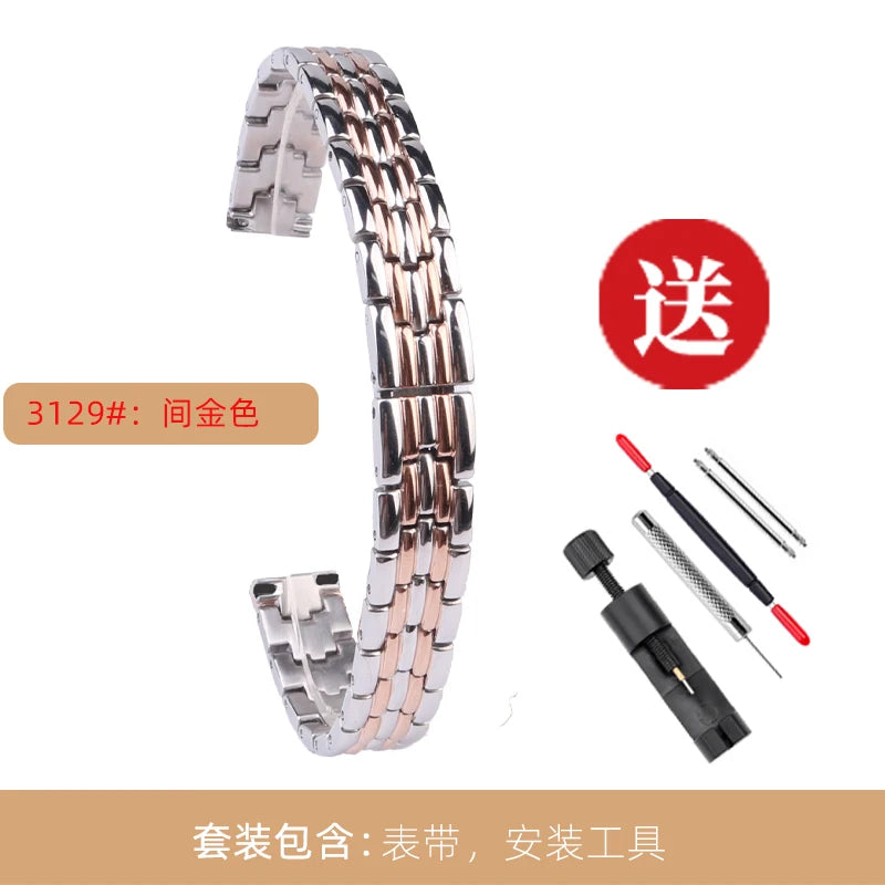6mm 8mm 10mm 12mm 14mm 16mm Ladies Stainless Steel Buckle Mesh Watch Band Ultra-Thin Steel Bracelet Small Size Chain Width