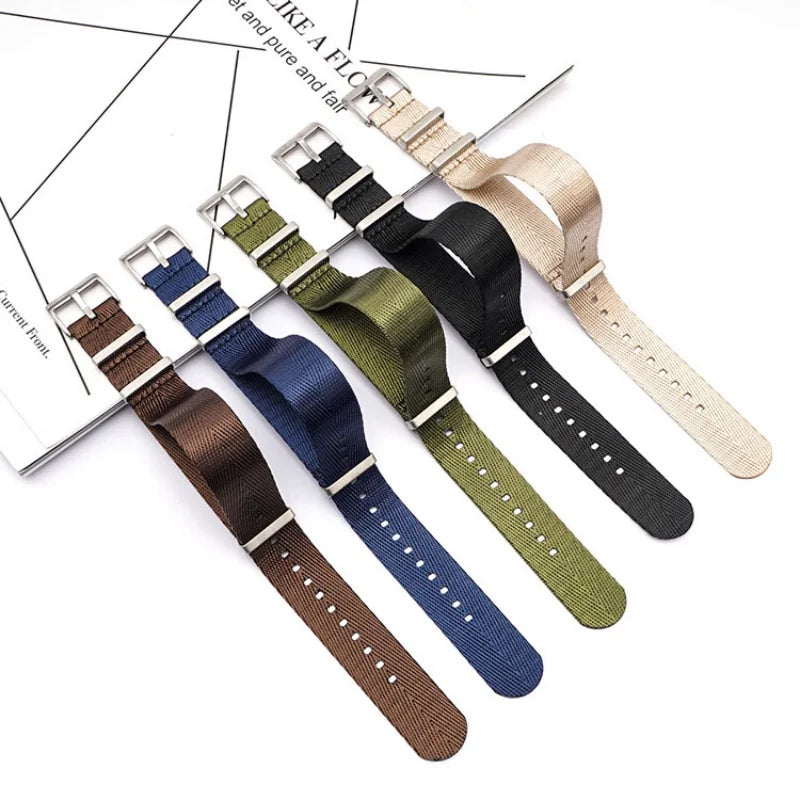 Bracelet NATO 20mm 22mm 24mm Bracelet de montre en Nylon pour Omega Seamaster 300 Bracelet de remplacement de sport de plongée noir avec ceinture