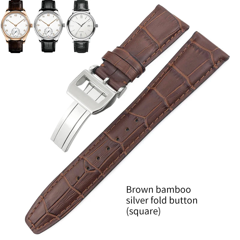 Bracelet de montre en cuir véritable pour hommes, 20mm, 21mm, 22mm, pour IWC, portugais, pilote, marron, noir, bleu