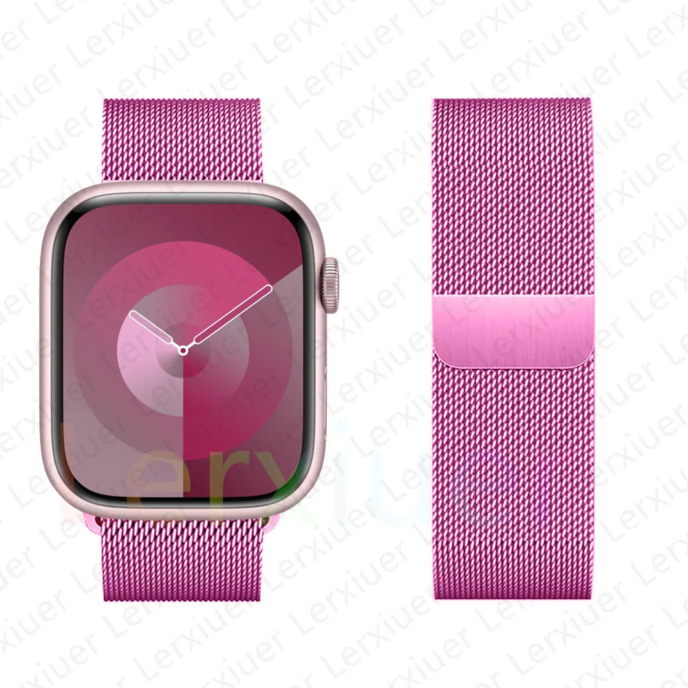 Boucle milanaise pour Bracelet de montre Apple 46mm 44mm 45mm 40mm 42mm 41mm 38mm 49mm Bracelet iWatch série 10 Ultra 2 9 8 SE 7 6 5 bandes