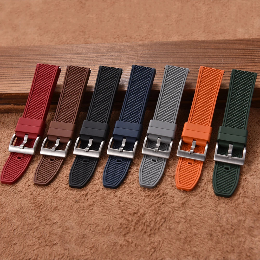 18mm 20mm 22mm 24mm haute qualité forme de balle FKM bracelet de montre en caoutchouc à dégagement rapide bracelet de plongée souple étanche pour HAISCH