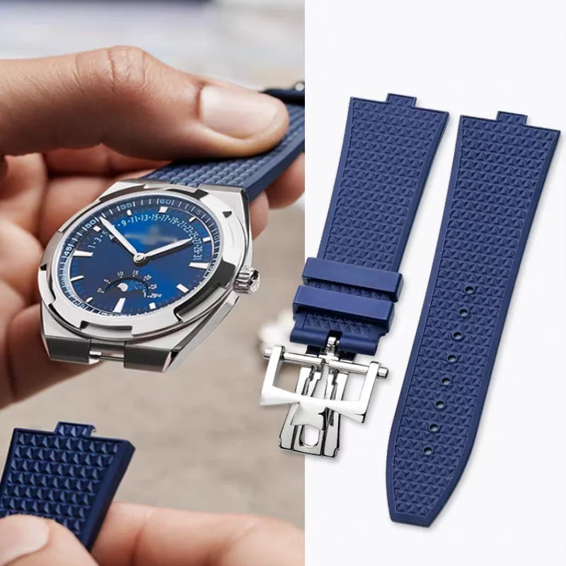 Bracelet de montre en caoutchouc Fluoros FKM à dégagement rapide, pour bracelet Vacheron VC Overseas 4300V 4500V 5500V 7900V, 24x7mm